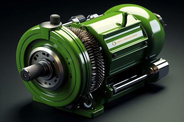 Photo a green machine with a round metal cylinder