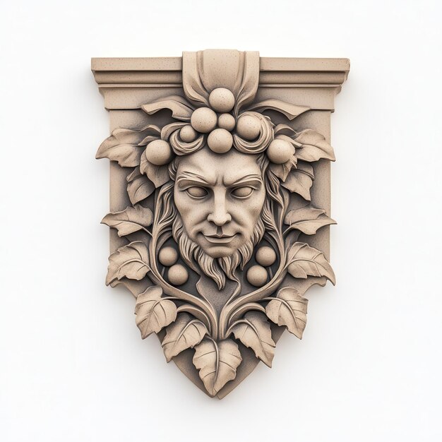 Photo green man sculpture on white wall