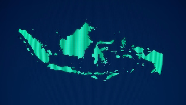 A green map of indonesia with the word indonesia on it