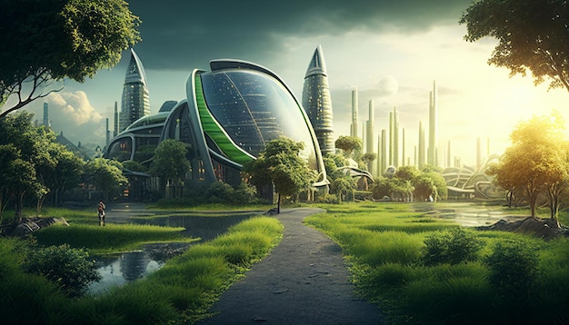 Green metropolis that is environmentally friendly and conserves energy Generative AI