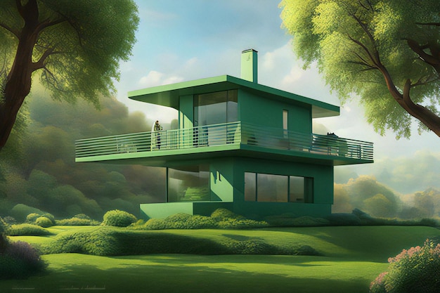 Green Minimal House Design