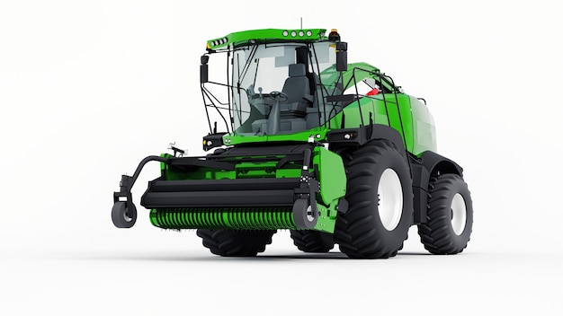 Green modern combine on a white surface