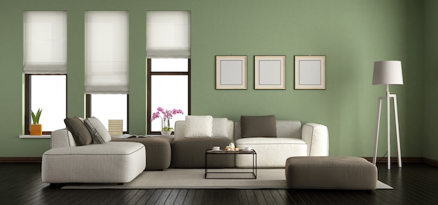 Green modern living room