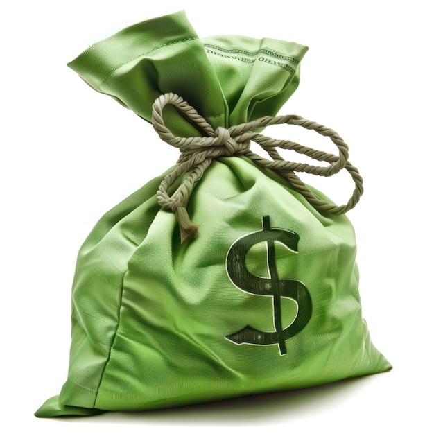 green money bag on white background