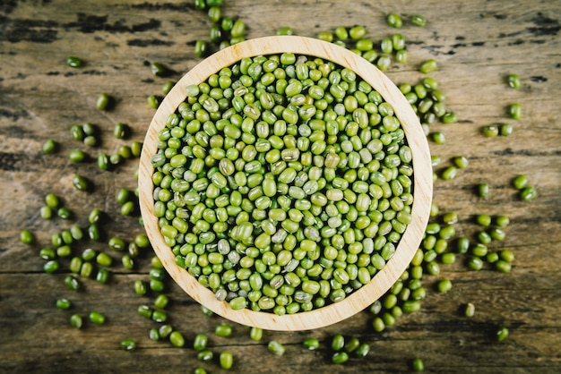 green moong dal in wooden bowl