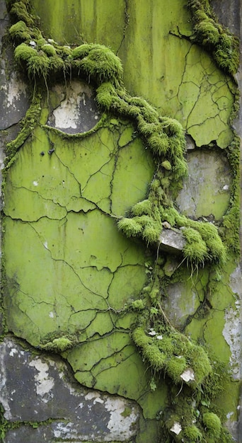 Photo a green moss covered door with a mossy pattern on it