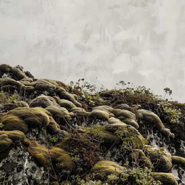 Photo green moss covered rocks in the mountains