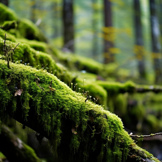 Green moss on wall suitable for natural background Generative AI