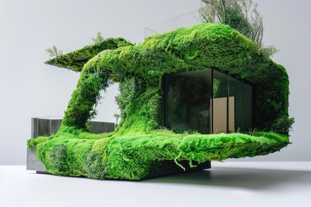 Photo a green mosscovered house conceptualizing ecoliving and sustainable housing