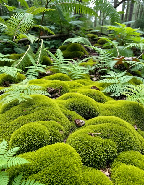 Photo a green mossy plant with a small patch of moss