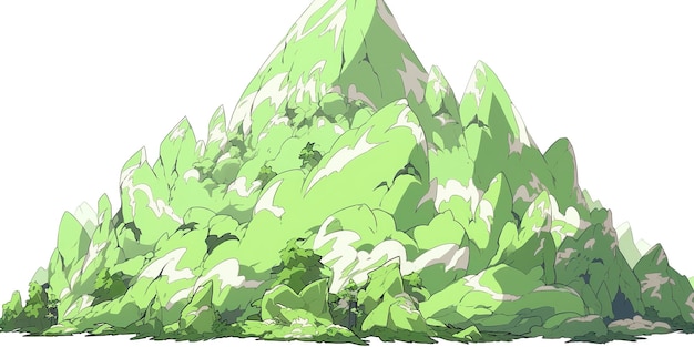 Green mountain ranges on white background AI Generative