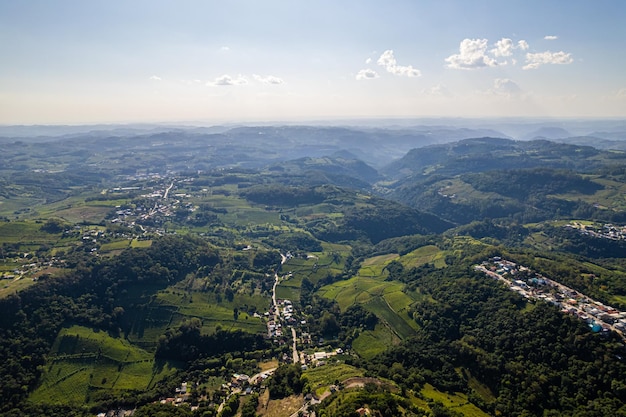 Green mountains and blue sky at Bento Goncalves valley Rio Grande do Sul Brazil