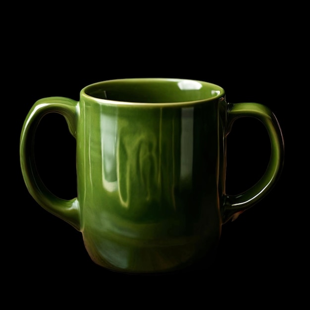 a green mug with a handle