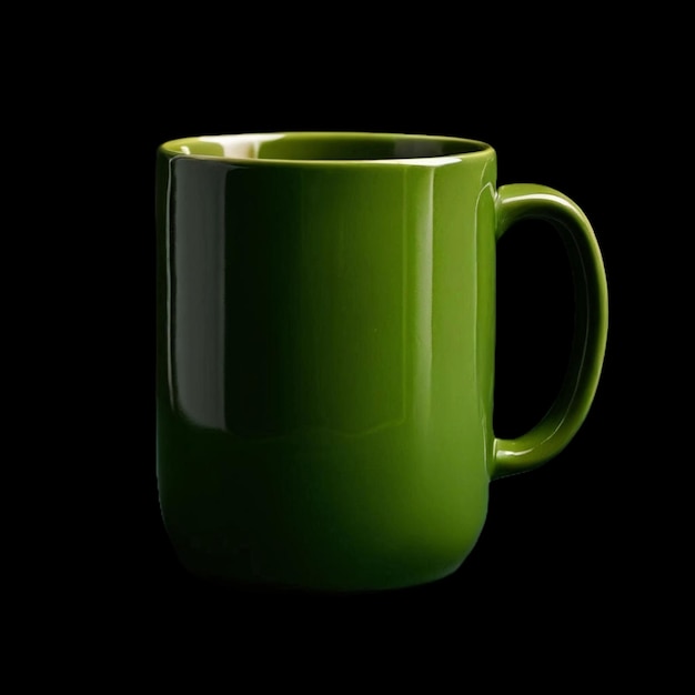 a green mug with a handle