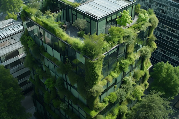 Green Oasis Amidst Urban Sprawl Sustainable Glass Office Building