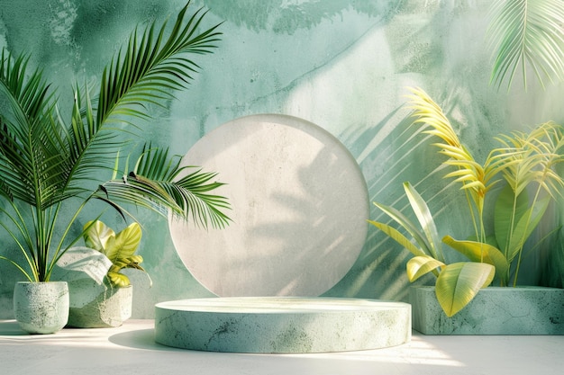 Green Oasis Podium With Tropical Plants