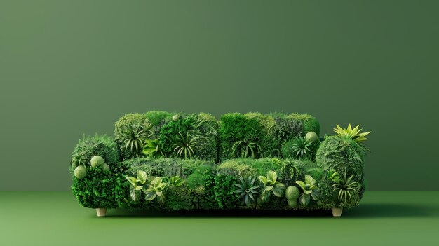 Photo green oasis relaxing on a plantbased couch