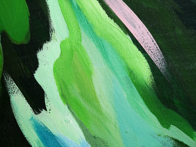 green oil painting brush stroke on canvas abstract background and texture