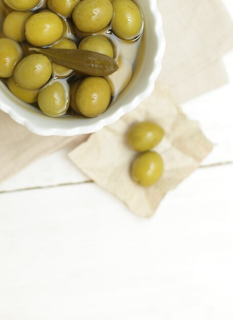 Green olives, gourmet food border