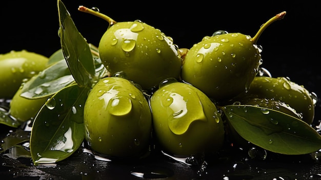 Green olives in olive oil