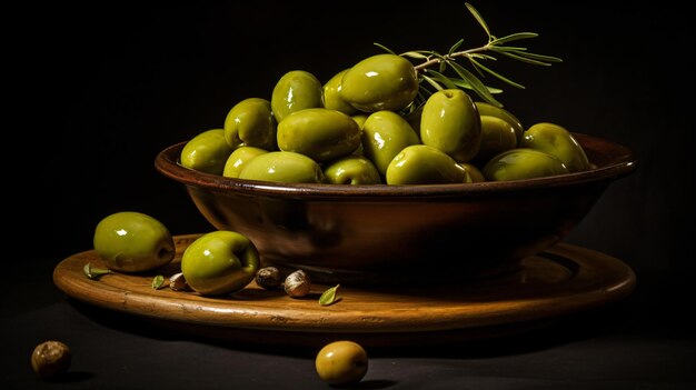 Green olives in olive oil