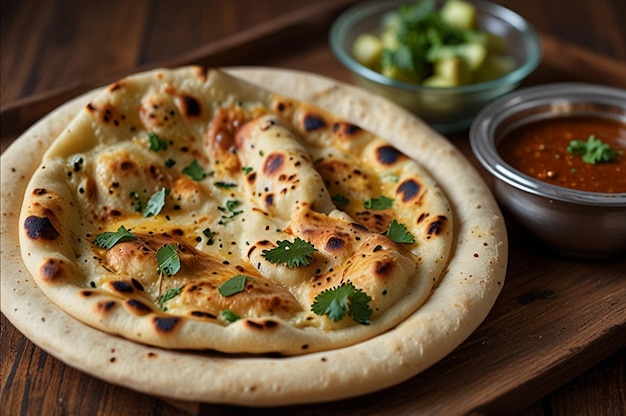 Green onion garlic naan bread indian food