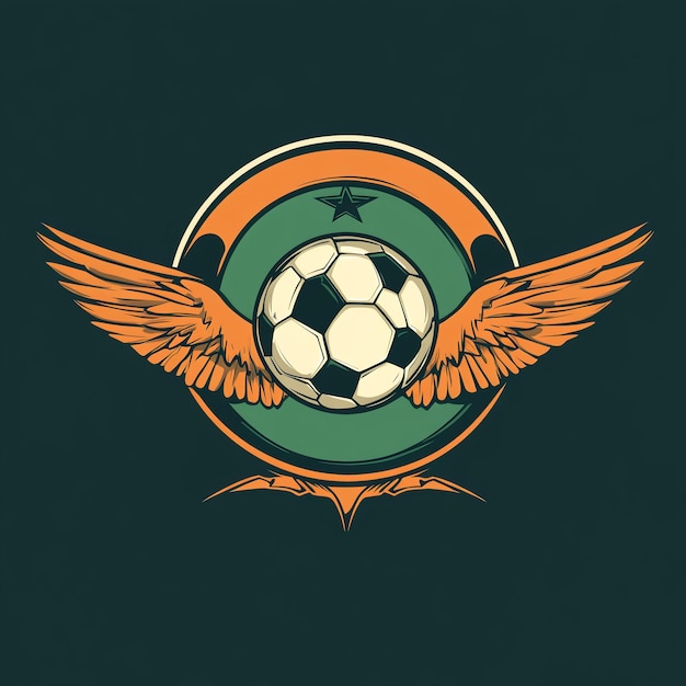 Photo a green and orange emblem with a soccer ball on it