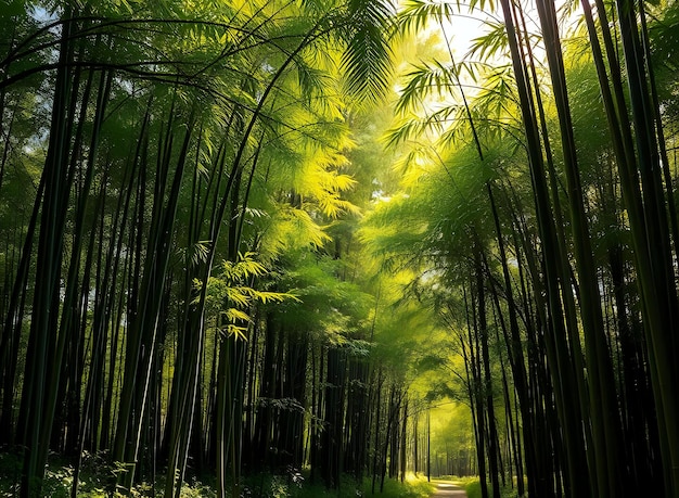 Photo green outdoor nature scene background bamboo