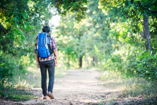 green outdoors hike backpack sitting