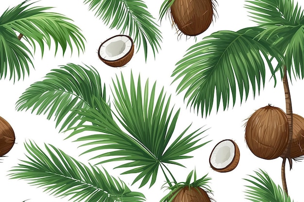 Photo the green palm tree with coconuts isolated on a white background flat illustration