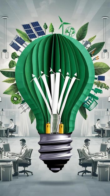 Photo green paper light bulb corporate social responsibility responsible business eco friendly sustai