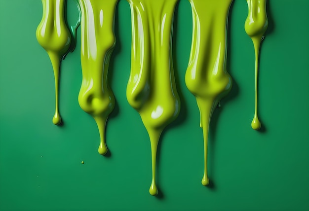 Green paprika dripping paint green background