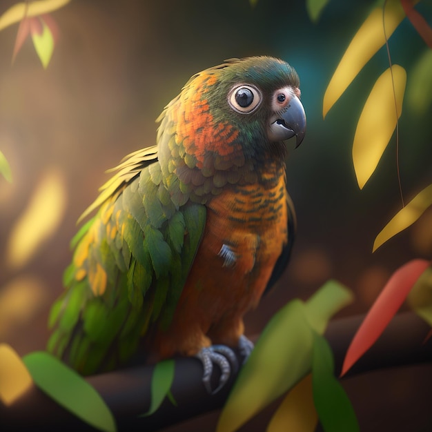 Green parrots couple dark background wallpaper image Ai generated art