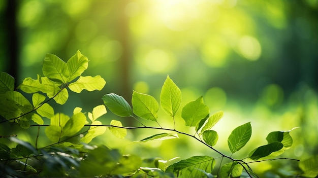 Green peaceful forest in blur background