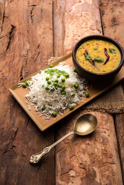 Green peas Basmati rice or matar pulav, served with plain dal