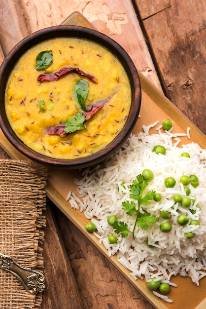 Green peas Basmati rice or matar pulav, served with plain dal