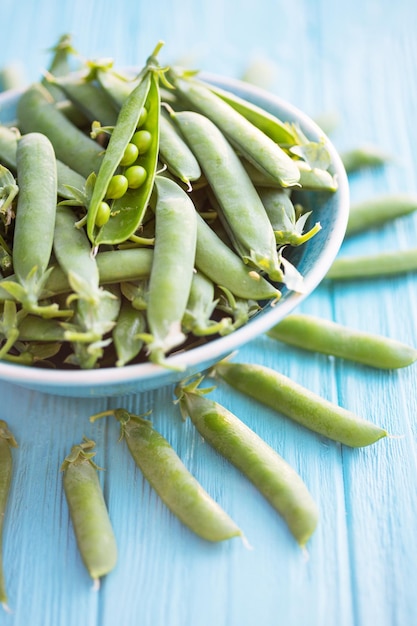 Green peas on a table