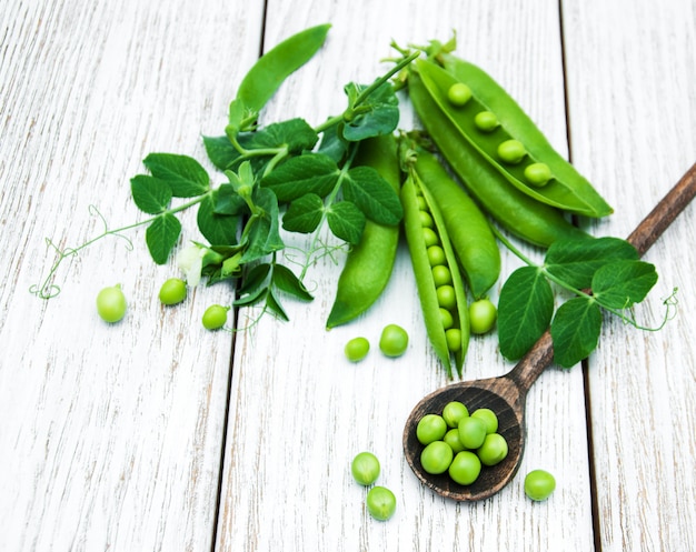 Green peas on a table