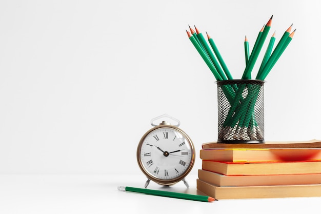 Green pencils in a holder,school supplies