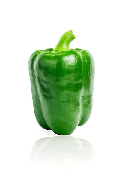 Green pepper on white background.