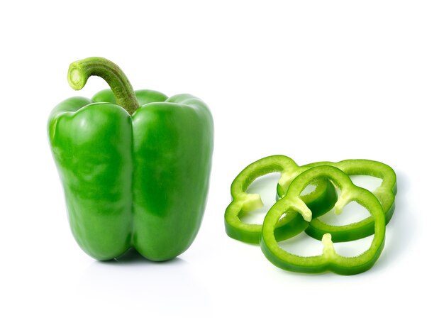 Green pepper on white background