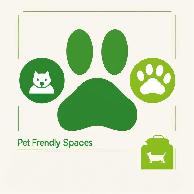 Photo green pet friendly spaces icons and logo