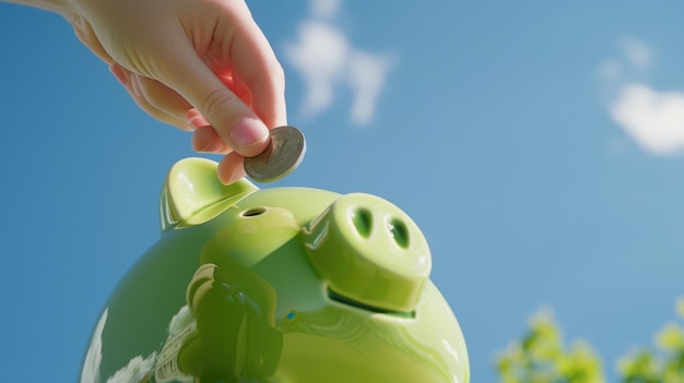 Photo the green piggy bank