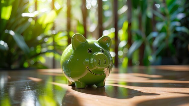 Photo the green piggy bank