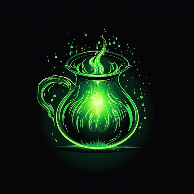 a green pitcher with a green light that says green on it