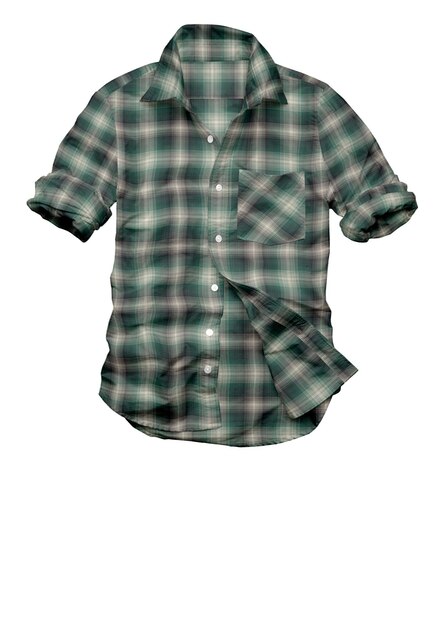 A green plaid shirt with a white background and a white background.