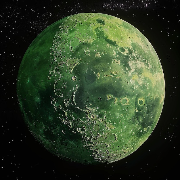 a green planet with a green planet on it