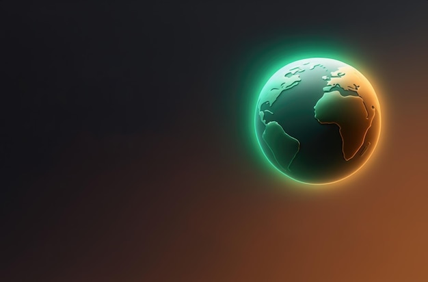 A green planet with orange and yellow lights is in the background.