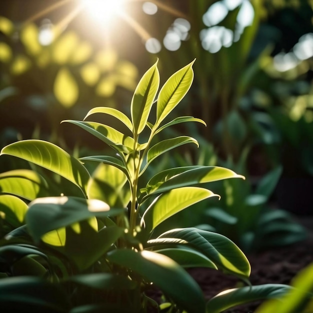 Green plant in a garden with sunlight Generative AI