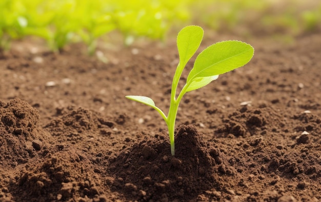 A green plant growing out of the ground